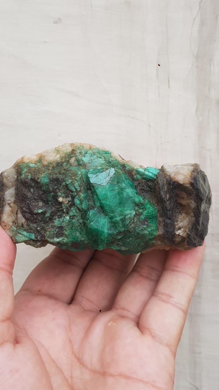 Beautiful top quality 348 grams natural green Emerald Crystal specimen of Pakistan